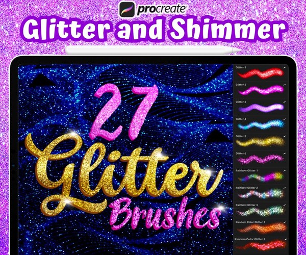 ArtStation Glitter & Shimmer procreate brush set, Procreate Glitter