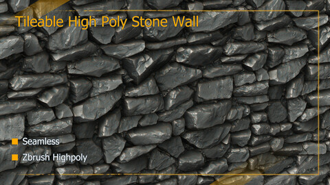 Tileable Stone Wall High Poly for Seamless Textures