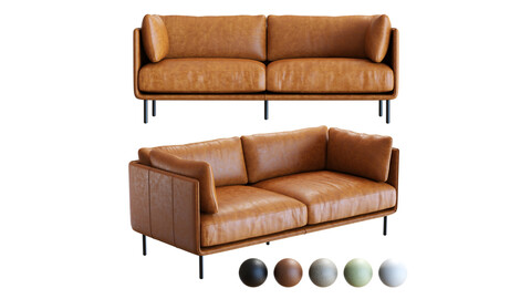3D Model / Crate&Barrel Wells Leather Sofa