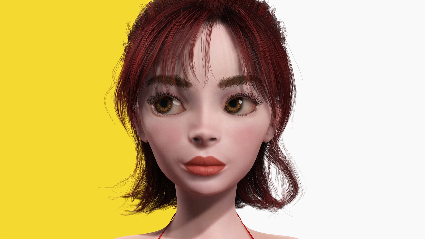 Artstation Prestige Red Hair Stylized Cartoon 3d Naked Woman Rigged