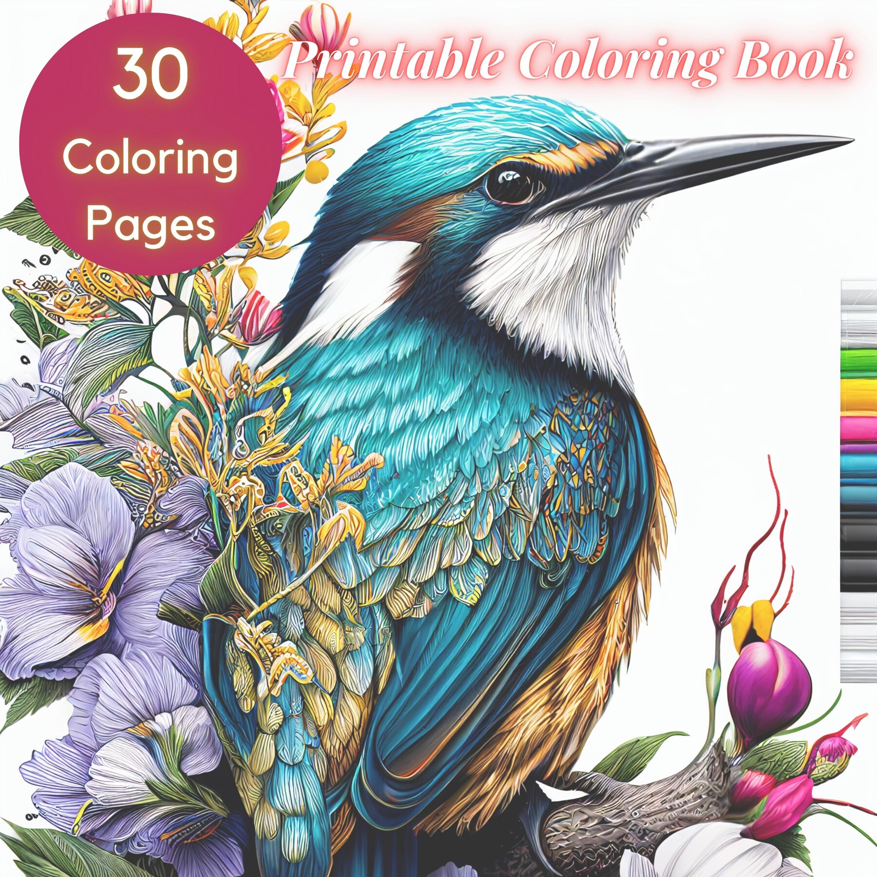 Premium AI Image  Adult Coloring Book Animals Landscapes Flowers