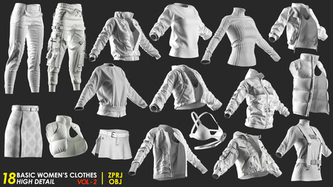18 Basic Women's Clothes Pack - VOL 2 - Marvelous / CLO Project file