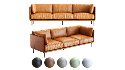 3D Model / Crate&Barrel Wells Leather Grande Sofa
