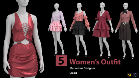 5 Women's Outfit + Zprj +Obj + Fbx
