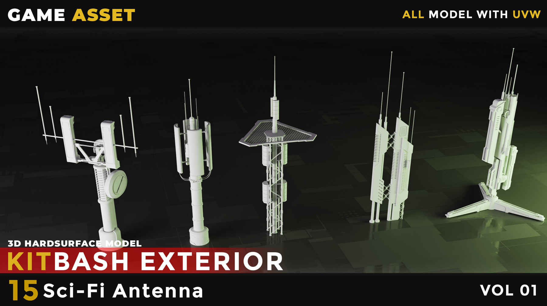 ArtStation 15 SCIFI ANTENNA VOL 01 Game Assets
