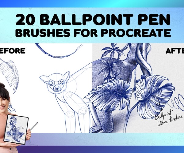 ArtStation Procreate Ballpoint Pen Brush 20 Pen Brushes for