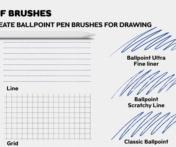 ArtStation Procreate Brush Pens 9 Ballpoint Pen Brushes for Drawing
