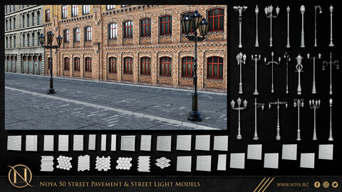 Noya 50 Street pavement & Street light models