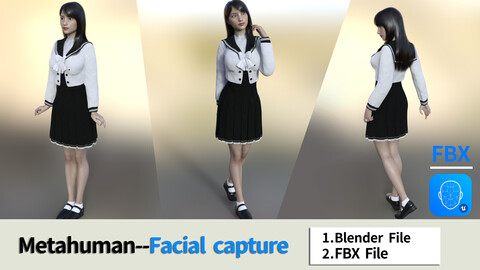 Glenva- Brunette girl in school uniform//blendshape facial capture/Unreal Engine 4