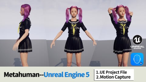 Chandelie- Double ponytail campus girl--Metahuman/Unreal engine 5