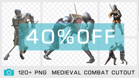 MEDIEVAL COMBAT CUTOUT - Photo reference pack - 120+ PNG