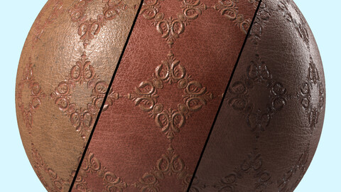 Leather Materials 26- Leather Ornament Pattern By Sbsar, Pbr 4k Seamless