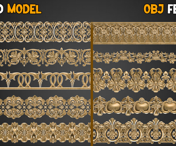 ArtStation - 50 Ornaments Trim Brush – Vol 11 | Brushes