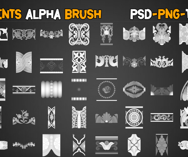 ArtStation - 50 Ornaments Trim Brush – Vol 11 | Brushes