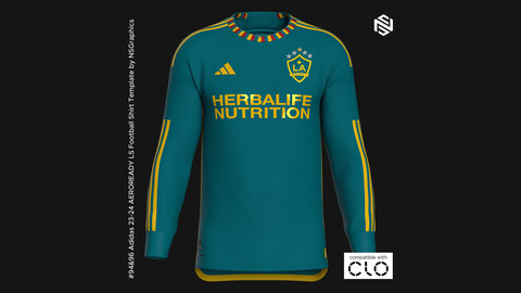 Adidas 23-24 AEROREADY LS Football Shirt Template for CLO 3D & Marvelous Designer
