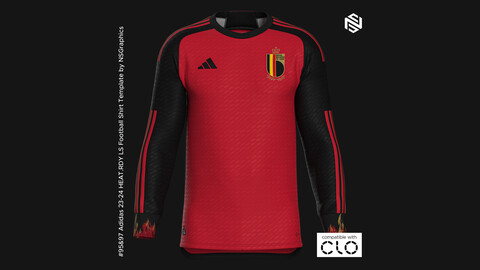 Adidas 23-24 HEAT.RDY LS Football Shirt Template for CLO 3D & Marvelous Designer