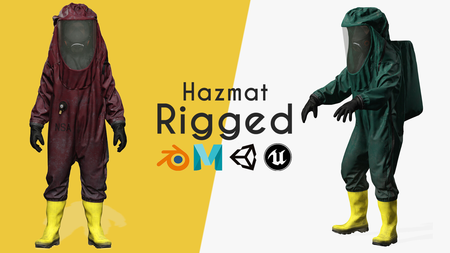 ArtStation - HAZMAT SUIT Chemical Nuclear 3D model Full-body Low-poly ...