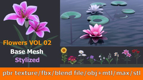 11 type of FLOWER BUSHES _GAME READY