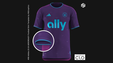 Adidas 23-24 AEROREADY Football Shirt Template for CLO 3D & Marvelous Designer