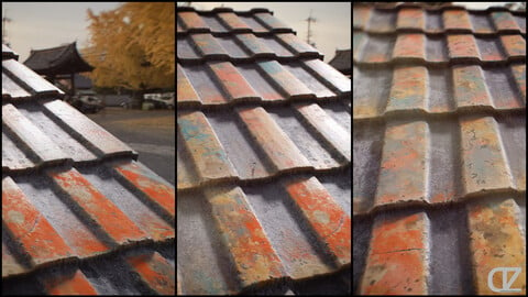 PBR -  VINTAGE COLONIAL ROOF TILES - 4K MATERIAL