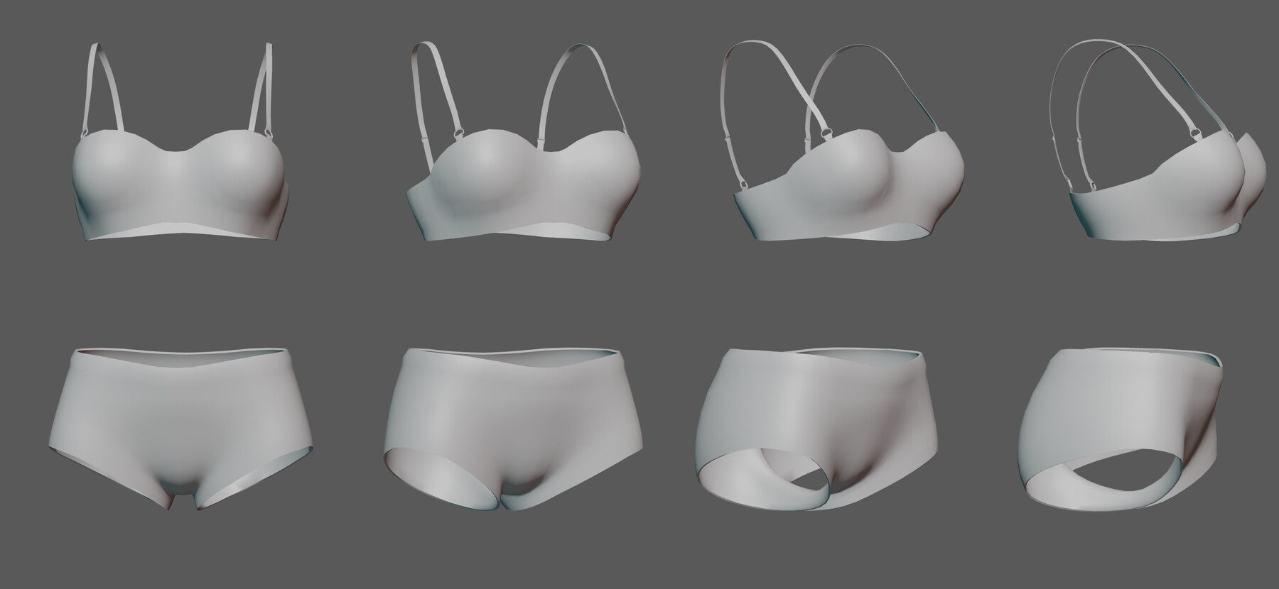 3D model Female Underwear Low-Poly Multiple colours VR / AR / low-poly