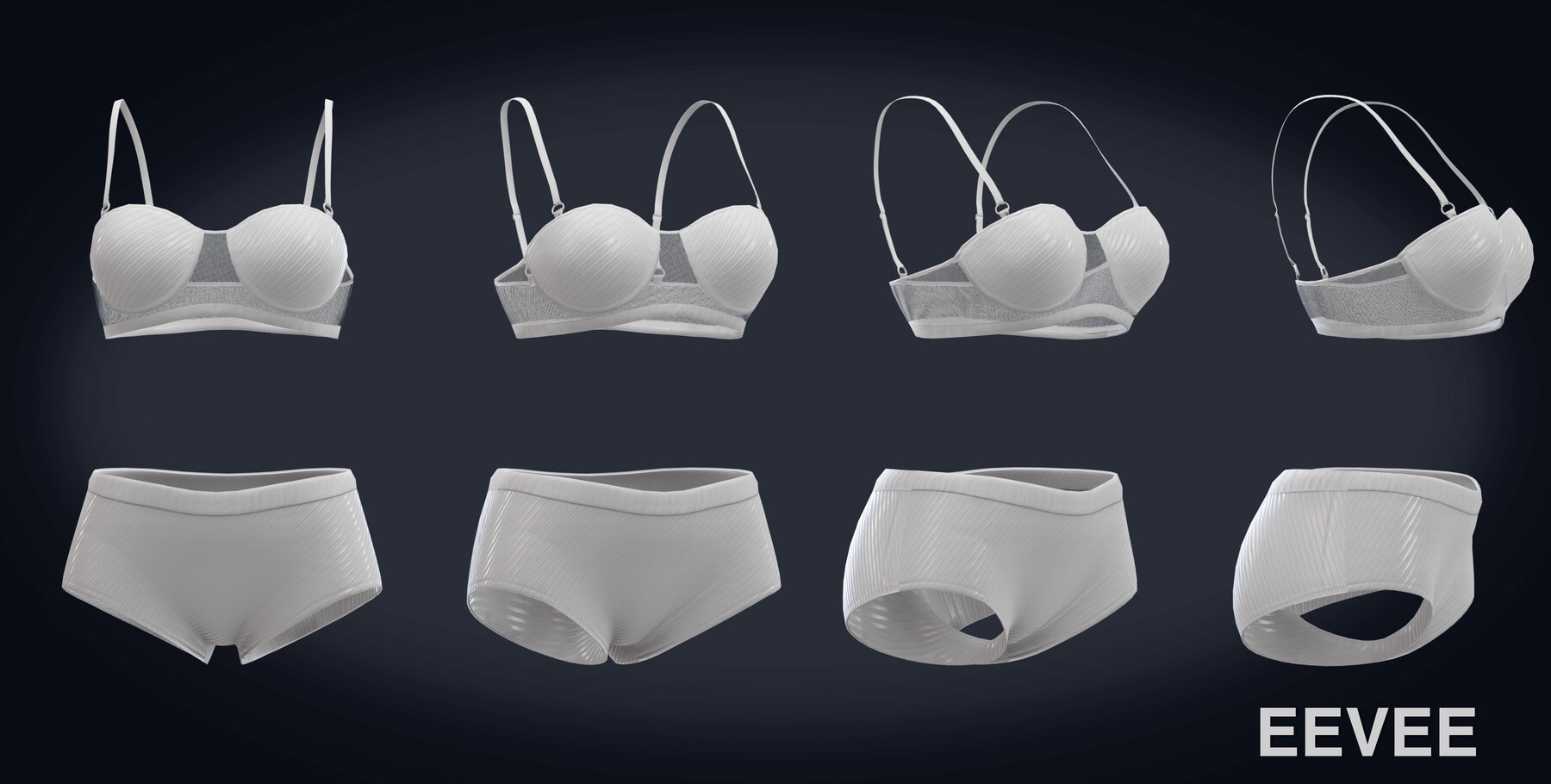 3D model Female Underwear Low-Poly Multiple colours VR / AR / low-poly