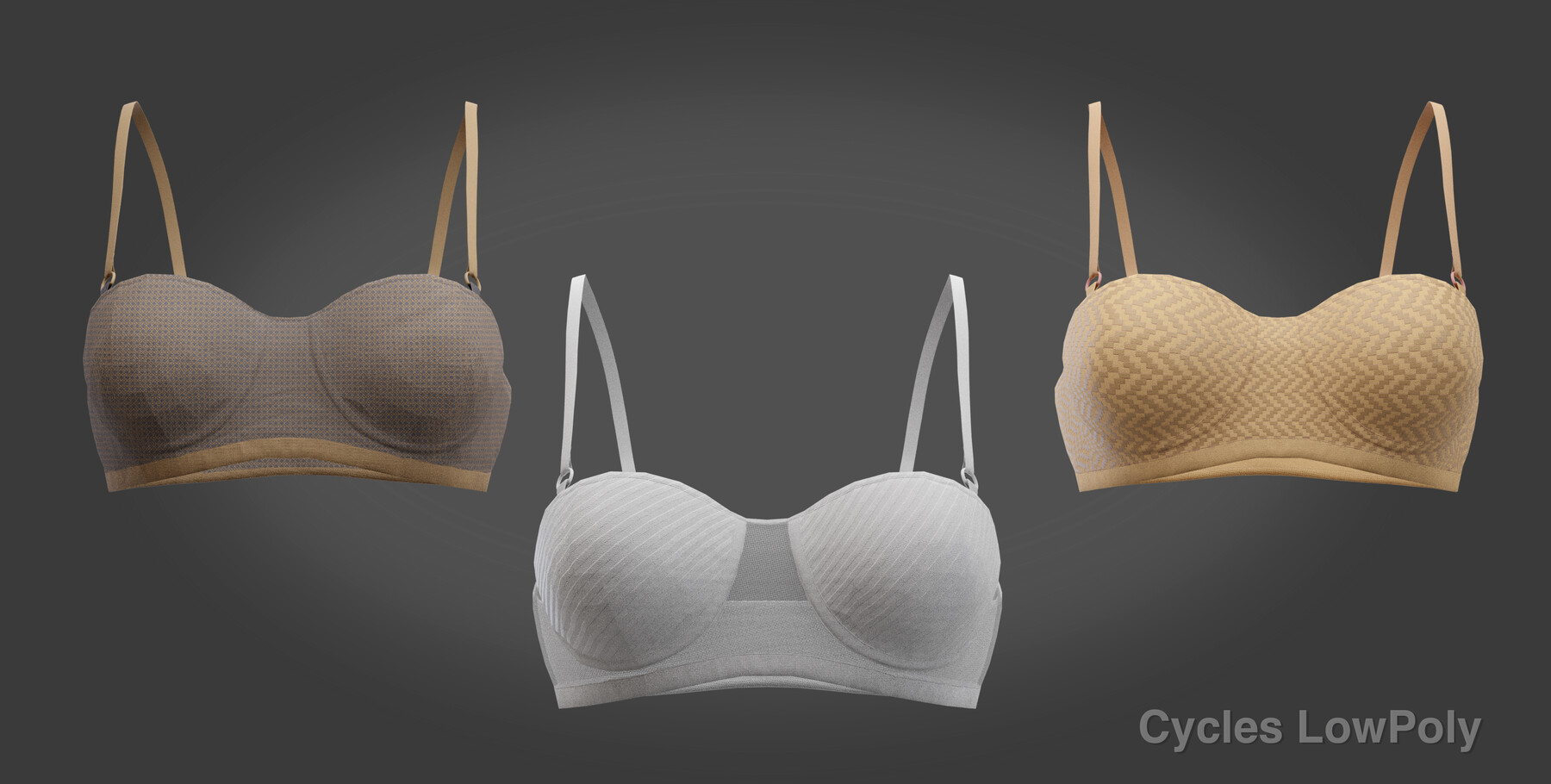 3D model Female Underwear Low-Poly Multiple colours VR / AR / low-poly