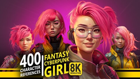 400 Fantasy Cyberpunk Girl - Character References | 8K Resolution
