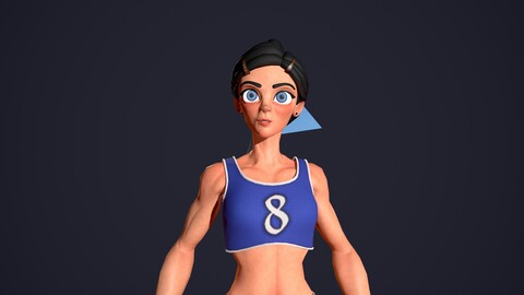 Basketball girl Low-poly 3D model