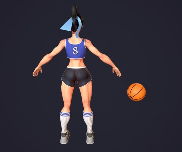 Artstation Basketball Girl Low Poly 3d Model Game Assets