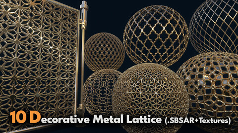 10 Decorative Metal Lattice (.SBSAR + Textures)