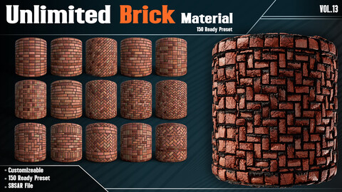 Unlimited Brick Material (SBSAR File) - VOL13 (150 Ready Preset)