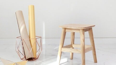 Among the wooden roundish basic stools