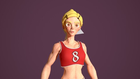 Sport girl Low-poly 3D model
