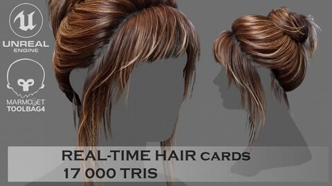 Low Poly Cards Game-ready Hairstyle Bun