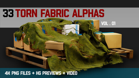 " 33 Torn Fabric Alphas " (Vol.1) + Video Tutorial