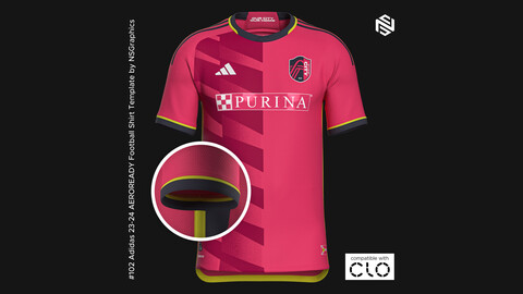 Adidas 23-24 AEROREADY Football Shirt Template for CLO 3D & Marvelous Designer