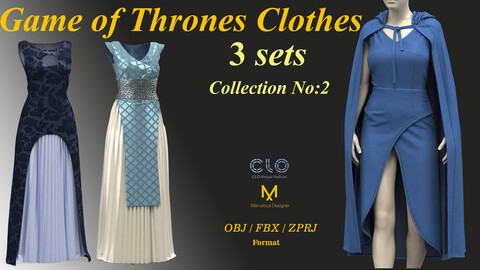 3 Sets of Game of Thrones Clothes, Collection No:2/ ZPRJ/ OBJ/ FBX