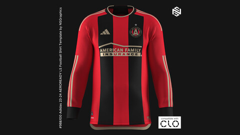 Adidas 23-24 AEROREADY LS Football Shirt Template for CLO 3D & Marvelous Designer