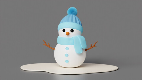Snow man 3d model Low Poly