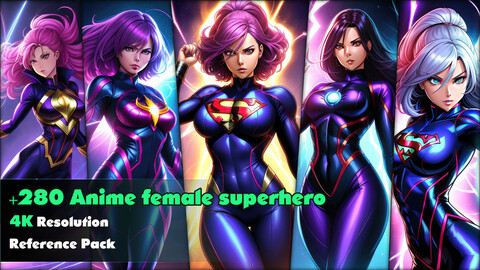 280 Anime female superhero  Reference Pack - 4K