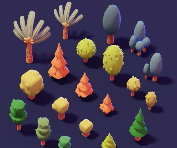 ArtStation - Nature - Tree Pack 02 Stylized 3D Game Assets | Game Assets