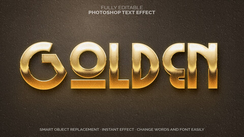 3D Golden. PSD fully editable text effect. Layer style PSD mockup template.