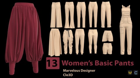 13 Women's Basic Pants + Zprj +Obj + Fbx