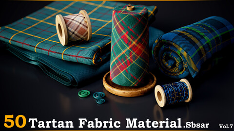 50 Tartan Fabric Material .SBSAR + 5 Free Samples + Tutorial
