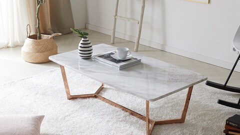 Ray Marble Rose Gold Sofa Table