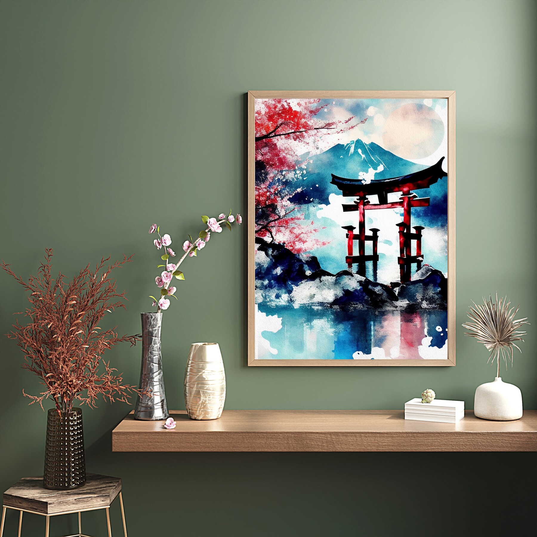 ArtStation - Elegant Japan Art,Japan watercolor painting, Art posters ...