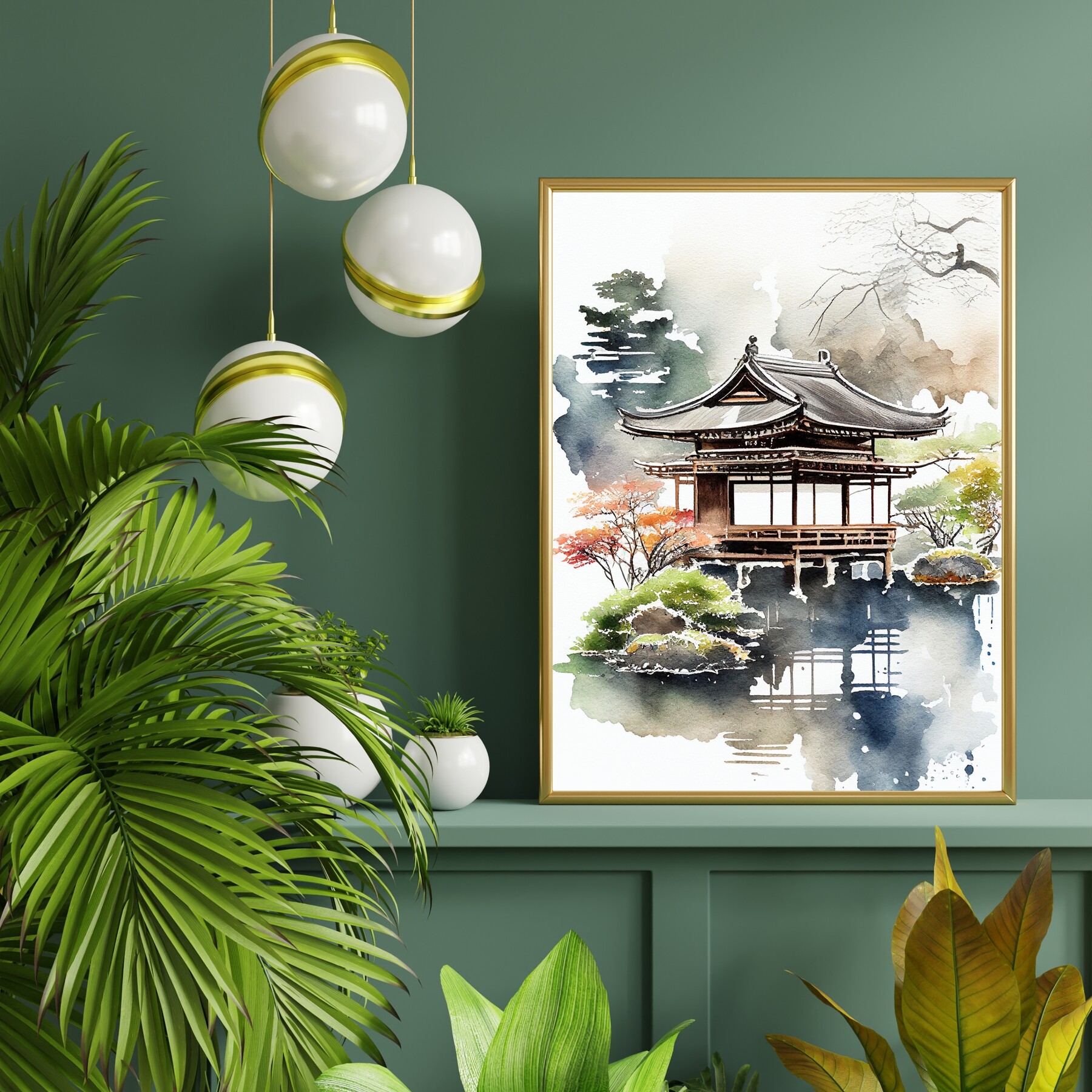 ArtStation - Japan art prints, Landscape Pagoda Printable art, Asian ...