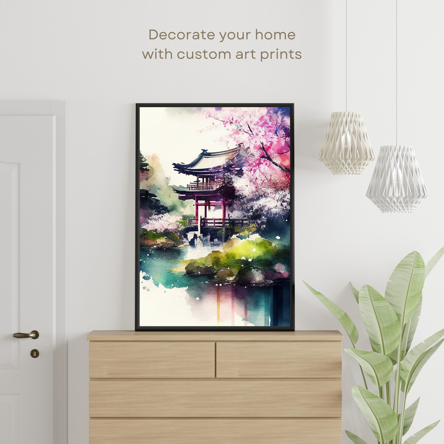 ArtStation - Japan art prints, Landscape Pagoda Printable art, Asian ...