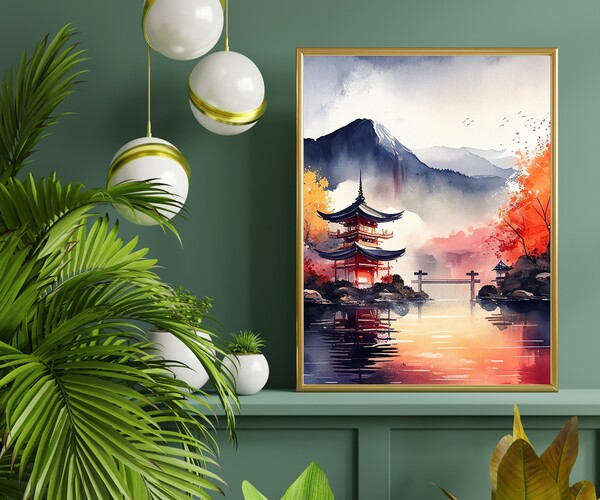 Artstation - Asian Art, Elegant Japan Art, Chinese Watercolor Painting 